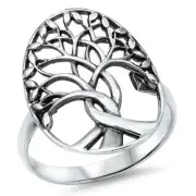 Family Tree .925 Solid Sterling Silver Ring Sizes 6, 8, 10