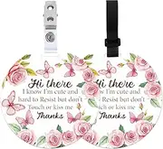 PLIGREAT 2 Sets Please Don't Touch or Kissing Baby Sign for Newborn Baby Girl Boy Baby Watercolor Flowers Butterflies No Touching Reminder Signage for Baby Carrier Car Seat Stroller Hanging Sign Tag