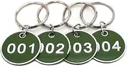 Aluminum Alloy Metal Key Tag Set, Number ID Tags Key Chain, Numbered Key Rings, 100 Pieces - Green -1 to 100