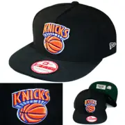 New Era New York Knicks A Frame Black Strapback Hat NBA League Basic Cap