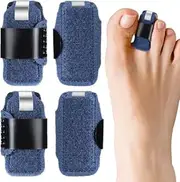 4 Pieces Toe Splint Toe Straightener for Hammer Toe Corrector for Women Toe Brace Hammertoe Splint Toe Wrap Toe Covers for Women Men Broken Toe Support for Bent Toe Claw Toe Crooked Toe to Support Toe (Blue, One size)
