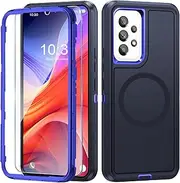 Mobile Phone Case for Samsung Galaxy A13 Case with Screen Protector, 360° Shockproof Robust Armour Case for Samsung A13 4G Case Cover Protective Case with Magnetic (Blue, for Samsung Galaxy A13)