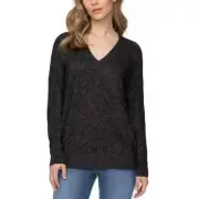 Buffalo David Bitton Super Soft Cozy V-Neck Everyday Top, Black, M