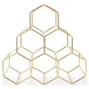 NAT & Jules Honeycomb Gold Tone Iron Metal Tabletop Wine Rack - Perfect for K...
