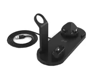 4-in-1 Wireless Charger Type C Micro USB 8-pin Multifunctional Charging Base for iPhone iWatch Airpod - Black