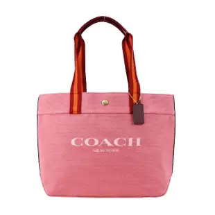 【COACH】印花大LOGO 帆布托特包(粉)