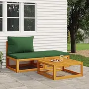 3 Piece Outdoor Patio Furniture Sets, Garden Lounge Set with Cushions Solid Wood Acacia