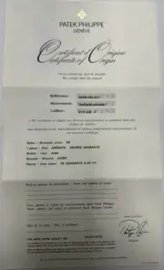 Patek Philippe Authentic Watch Certificate Of Origin Warranty 4910 A SS Patek 24
