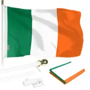 6 Feet Tangle Free Spinning Flagpole (White) Ireland Brass Grommets