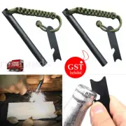 1/4x Ferrocerium Flint Rod 15x1.2cm Survival Fire Starter with Striker Para-cord