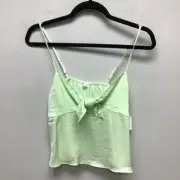 Bp Womens Crop Top Green Limecream Sleeveless Spaghetti Strap V Neck S New