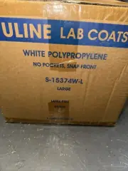(25/Pk) ULINE PP White Protective Lab Coat Jacket - Size Large