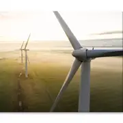 Aerial View Of Three Wind Turbine Print 100% Australian Made 120 x 90cm (Stretched)
