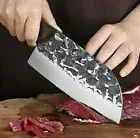 Handmade Butcher Knife Hammered Forged Steel Wood Handle Slicing Chef Cleaver 7"
