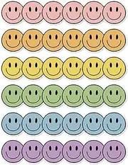 JarThenaAMCS 69Ft Boho Happy Face Bulletin Board Borders Colorful Smile Face Adhesive Trim Border for Classroom Office Decoration