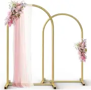 Gold Metal Arch Backdrop Stand Set of 2 with Balloons All Accessories Metal A...