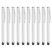 10pcs Glitter Stylus Pens for Touch Screens Metal Capacitive Pen, White