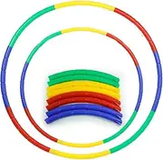 Children's Hula Hoop, 2 Pieces Removable Hula Hoops, Hula Hoop Exercise Hoopa, Adjustable Fitness Exercise Hoop for Dance, Sports, Games, Gymnastics, 60 cm + 65 cm, Plastic, Multicoloured