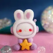 Rabbit Keyring DIY Needle Felting Kit (Various Designs) 08 - White & Purple - One Size
