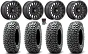 KMC Impact 15" Wheels Bk 35" RocScraper Sticky Tires Honda Pioneer 1000 / Talon