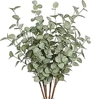 VGIA 6 Pcs Artificial Plants Eucalyptus Stems Eucalyptus Leaf Spray in Green Greenery Stems Silk Plastic Plants Floral for Home Party Wedding Decoration