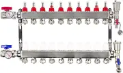 Wisewater 10 Loops PEX Radiant Manifold, 1/2" and 3/4" Inch Compatible Outlets,