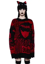 [Dolls Kill x Emily The Strange] Underground Rockstar Intarsia Sweater