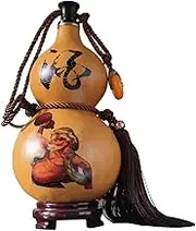 Gourd Sake Water Bottle Pot, Gaara Outdoor Drink Kettle Flagon with Lid, Natural Plant Wine Flask Gourd Handicraft Jug Decor Jar (A(small)20oz)