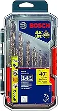 BOSCH CO14 14-Piece Assorted Set with Included Case Cobalt Metal Drill Bit with Three-Flat Shank for Drilling Applications in Stainless Steel, Cast Iron, Titanium, Light-Gauge Metal, Aluminum