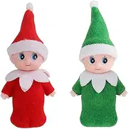 [JHBEMAXS] Mini Baby Elf Twins Craft Elves Set Kindness Craft Babies Doll Toys Shelf Decoration for Girls Boys Kids Adults (Pack of 2 Pieces Red & Green)