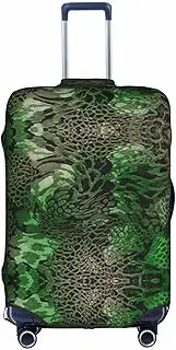[pvinnk] Green Snake Print Protective Luggage Cover Elastic Washable Suitcase Travel Gear Protector, White, Large