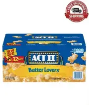 ACT II Butter Lovers Microwave Popcorn 100% Whole Grain (2.75 oz 32 Bags) DEAL!!