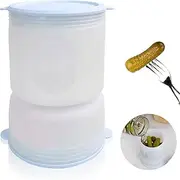 [MAG HOME] Silicone Pickle Jar Container with Strainer- Fridge Storage Container for Olives, Jalapenos or Other Fruits- Leakproof and Dishwasher Safe 30.4 oz/ 900 ml (Sky Blue)