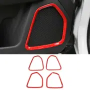4pcs Inner Car Door Speaker Frame Trim Kit Decor Cover for Jeep Compass 17+ Red (for: Jeep)