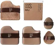 Guo-Xiao-Niu Makeup Puff, Guo-Xiao-Niu Makeup Puff, 6PCS Chocolate Color Quick Foundation Sponge Puff Set, Cushion & Mini Powder Puffs(1 set)