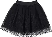 [Camilife] Children's Girls' Lace Princess Skirt Ballet Tutu Skirt with Wide Elastic Waistband Fashion Short Floral Embroidery - Manufacturer Size 150