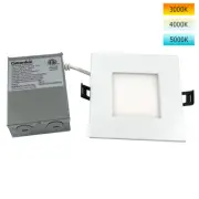 4in 11W LED Square Downlight 3K/4K/5K Selectable CCT Low Profile Dimmable