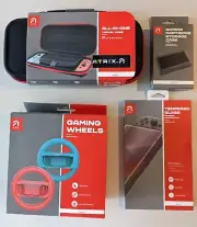 Nintendo Switch Carry Case, Screen Protector, Wheel Set & Game Card Case Bundle
