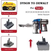 Dyson Battery Adapter to Dewalt Battery DC31 DC34 DC35 DC44 DC45 DC56 DC57 - Type B