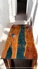 Green Epoxy Resin Top Dining Table Handmade Kitchen Slab Console Bar Desk Decor