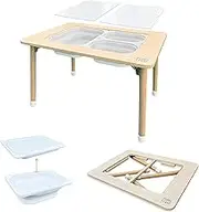 Sensory Play Activity Table with Foldable Legs, Storage Bins, and Lid