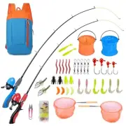Kids Fishing Pole Kit 2 Pack, Portable Telescopic Kids Fishing Rod with