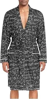 [ZZXXB] Math Mens Sleepwear Robe Lightweight Nightgown Long Sleeves Spa Bathrobe with Pockets M-XL