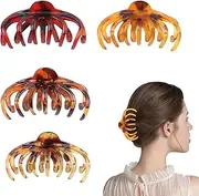 Large Hair Claws Clips - Octopus Hair Clips Leopard Claw Clip - Large Hair Clup Non-Slip Strong Hold Jaw Clip for Curly Hair & Long Hair