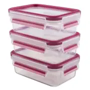 Emsa 515582 Alimentaires Clip & Close Transparent/Rose 055 Litre Lot de 3 Boîtes