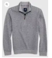 NWT Johnnie-O Boys Pullover Quarter Zip Skiles Light Gray Stripe Size 10