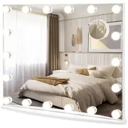 Giantex Vanity Mirror Large Makeup Mirror Hollywood Mirror w/3X Magnifying Mirror Tabletop & Wall-Mounted