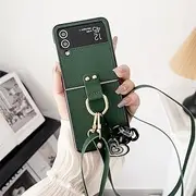 Lanyard Phone Case for Samsung Galaxy Z Flip 5 Zflip4 Zflip3 5G Flip5 Flip4 Crossbody Strap Phone Cover Case,Green,for Samsung Z Flip 4