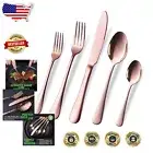 Stainless Steel Copper/Rose Gold Silverware Set - 40-Piece Dishwasher Safe