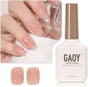 GAOY Sheer Nude Gel Nail Polish, 16ml Jelly Natural Pink Translucent Color 1301 UV Light Cure Gel Polish for Nail Art DIY Manicure and Pedicure at Home